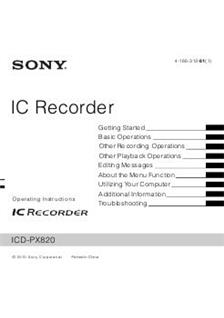 Sony ICD PX820 manual. Camera Instructions.